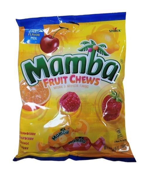 105104 - MAMBA FRUIT CHEWS PEG BAG 7.5OZ